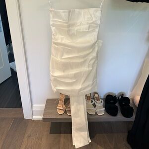 White Satin Bow Train Dress